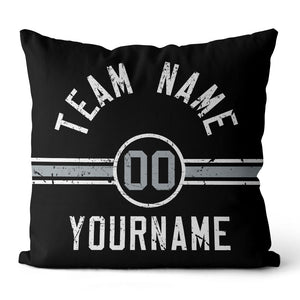 Custom Football Throw Pillow for Men Women Boy Gift Printed Your Personalized Name Number Black & White & Gray