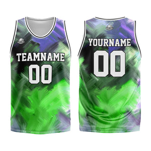 Custom Basketball Jersey Uniform Suit Printed Your Logo Name Number Green&Purple