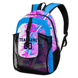 Customize Pink Blue Sports Backpacks Featuring Personalized Names, Numbers and Logos