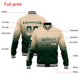 Custom Gradient Varsity Jacket Letterman jacket for Men, Women and Youth Khaki Dark Green