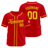 Custom Baseball Jersey Stitched Design Personalized Hip Hop Baseball Shirts Red-Yellow