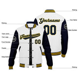 Custom Varsity Jacket Letterman jacket for Men, Women and Youth Marine Weiß Gelb