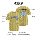 Custom Stripe-Gold Brown Baseball Jersey Stitched Design Personalized Hip Hop Baseball Shirts