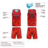 Custom Basketball Jersey Uniform Suit Printed Your Logo Name Number Flame&Red