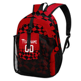 Customize Red Black Sports Backpacks Featuring Personalized Names, Numbers and Logos