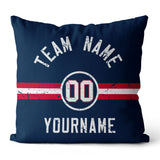 Custom Football Throw Pillow for Men Women Boy Gift Printed Your Personalized Name Number Navy & Red