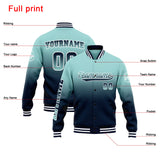 Custom Gradient Varsity Jacket Letterman jacket for Men, Women and Youth Light Teal Navy