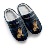 Custom Your Own Personalized Cotton Slippers for Dog Cat Lover Add Any Text Photoes Navy Tartan