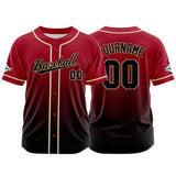 Custom Full Print Design Baseball Jersey black-red