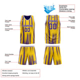 Custom Reversible Basketball Suit for Adults and Kids Personalized Jersey Yellow&Purple