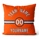 Custom Football Throw Pillow for Men Women Boy Gift Printed Your Personalized Name Number Navy & Orange