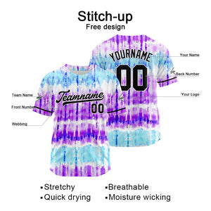 Custom Full Print Design Baseball Jersey light blue-purple