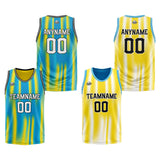 Custom Reversible Basketball Suit for Adults and Kids Personalized Jersey Light Blue&Yellow