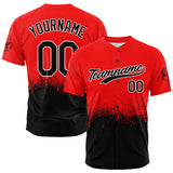 Custom Full Print Design Baseball Jersey black-red