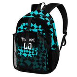 Customize Aqua Black Sports Backpacks Featuring Personalized Names, Numbers and Logos