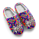 Custom Your Own Personalized Cotton Slippers for Dog Cat Lover Add Any Text Photoes Purple&Pink