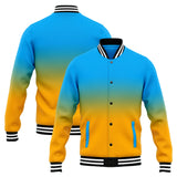 Custom Gradient Varsity Jacket Letterman jacket for Men, Women and Youth Light Blue Orange