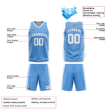 Custom Reversible Basketball Suit for Adults and Kids Personalized Jersey Light Blue-White