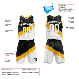 Custom Reversible Basketball Suit for Adults and Kids Black-Orange-White