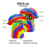 Custom Full Print Design Baseball Jersey blue-red-green-yellow