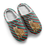 Custom Your Own Personalized Cotton Slippers for Dog Cat Lover Add Any Text Photoes Red&Green&White Christmas