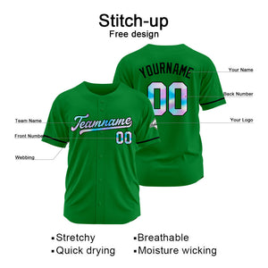 Custom Green Baseball Jersey Stitched Design Personalized Hip Hop Baseball Shirts