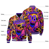 Custom Psychedelic Skeleton & Pink Purple Varsity Jacket for Men Women and Youth with Personalized Letterman Jacket