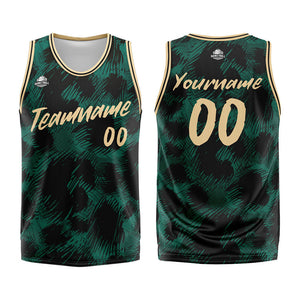 Custom Basketball Jersey Uniform Suit Printed Your Logo Name Number Leopard Print&Green