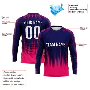 Custom Basketball Soccer Football Shooting Long T-Shirt for Adults and Kids Navy-Hot Pink