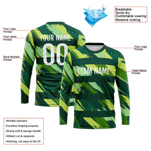 Custom Basketball Soccer Football Shooting Long T-Shirt for Adults and Kids Horizontal bar-Green