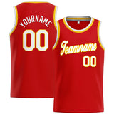 Custom Stitched Basketball Jersey for Men, Women And Kids Red-White-Yellow