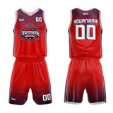 custom honeycomb gradient basketball suit for adults and kids  personalized jersey red