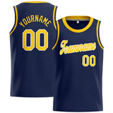 Custom Stitched Basketball Jersey for Men, Women And Kids Navy-Yellow-White