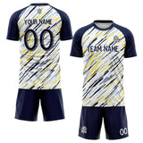 custom soccer set jersey kids adults personalized soccer white-navy