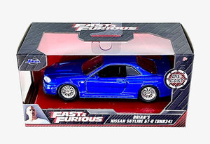 2020 Brian's Nissan Skyline GT-R (BNR34) Jada Fast & Furious Blue Die Cast Car #24075 1:32