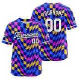 Custom Full Print Design Baseball Jersey purple-blue-yellow