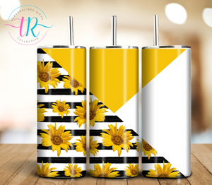 20oz Tumbler - Sunflowers & Stripes