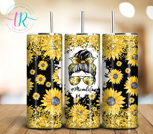 20oz Tumbler - Mom Life Sunflowers