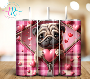 20oz Tumbler - Pug Zipper