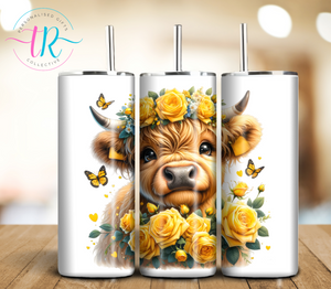 20oz Tumbler - Yellow Rose Highland