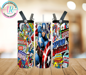 20oz Dual Drink Bottle & Tumbler - Captain America