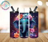 20oz Dual Drink Bottle & Tumbler - Elephant Flowers