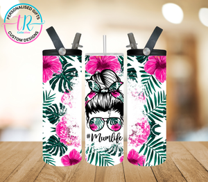 20oz Dual Drink Bottle & Tumbler - Mum Flowers