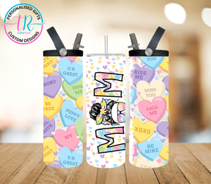 20oz Dual Drink Bottle & Tumbler - Mum Hearts