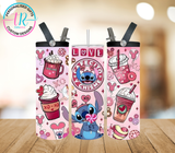 20oz Dual Drink Bottle & Tumbler - Pink Coffee Stitch