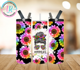 20oz Dual Drink Bottle & Tumbler - Mum Life Neon Flowers