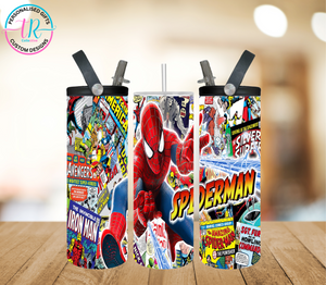 20oz Dual Drink Bottle & Tumbler - Comic Spider