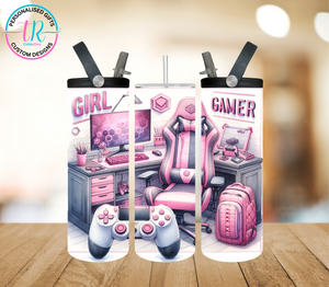 20oz Dual Drink Bottle & Tumbler - Girl Gamer