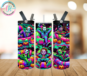 20oz Dual Drink Bottle & Tumbler - Neon Horror