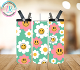 20oz Dual Drink Bottle & Tumbler - Smiley Flowers